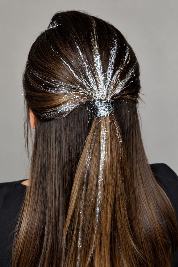 Glitter Root Half-Up