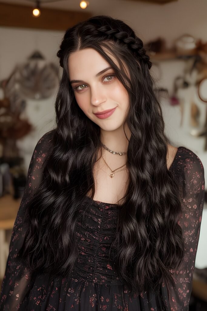 Long dark waves with a braided crown