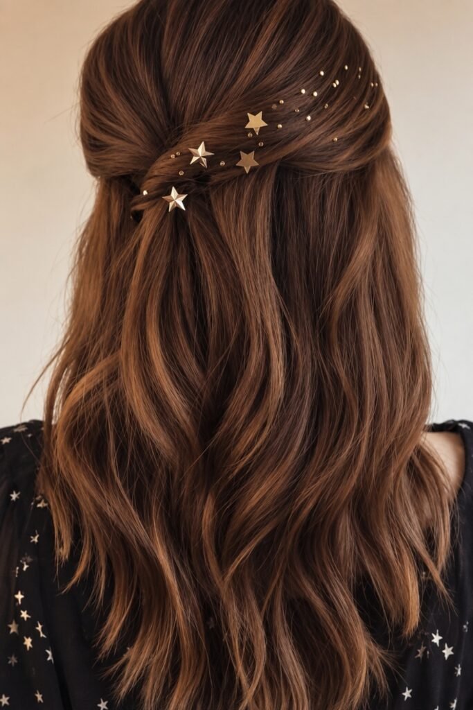 Half-Up Chignon with Gold Accessories