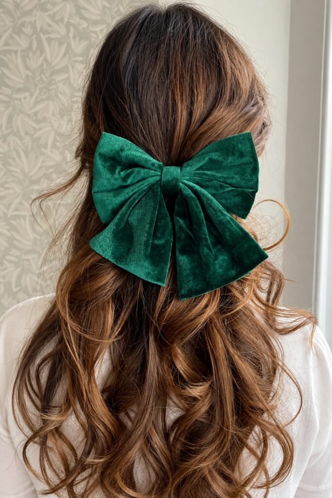 Half-Up with Festive Bow Clip