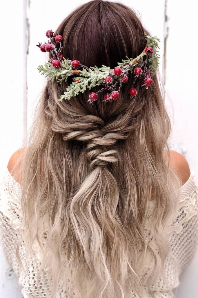 Half-Up with Holly or Berry Hair Picks