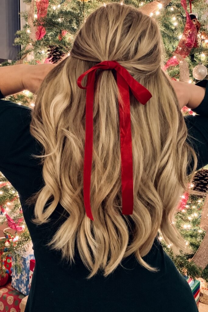 Knotted Half-Up with Satin Ribbon