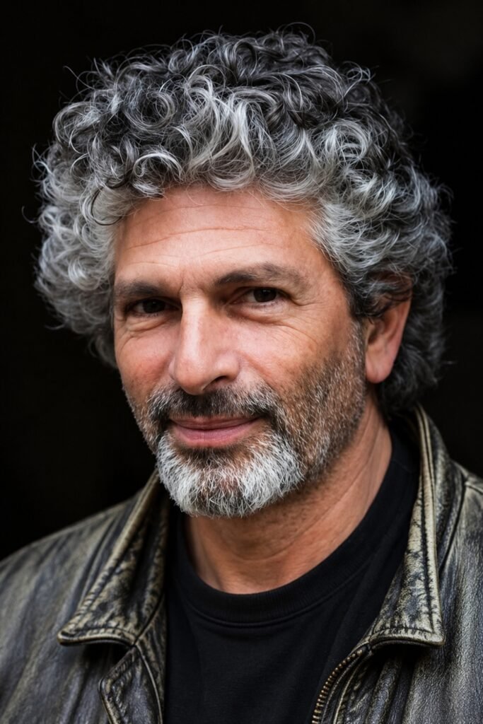 Layered curly cut on a man