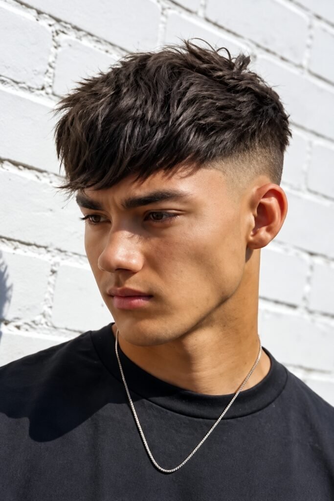Layered fringe on a man