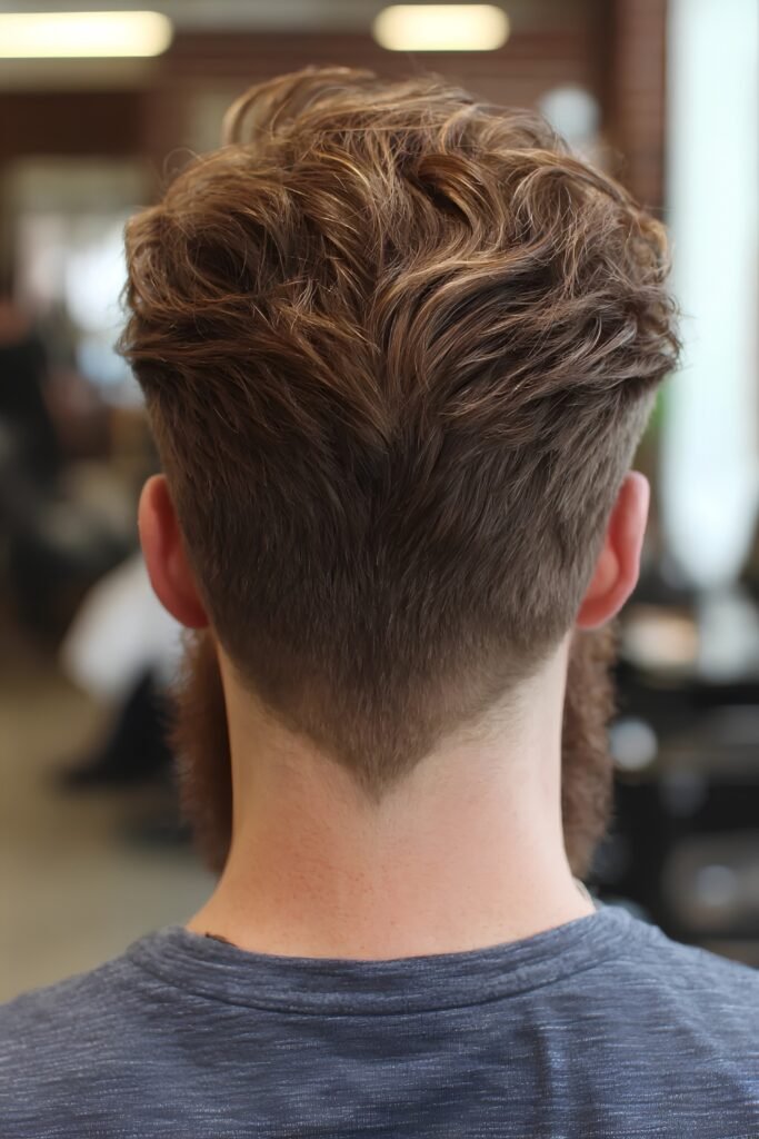 Back view of a layered V-shape cut
