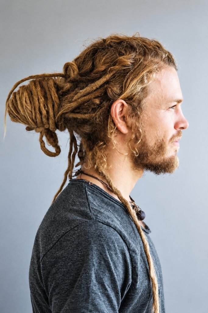 Loose messy dread bun
