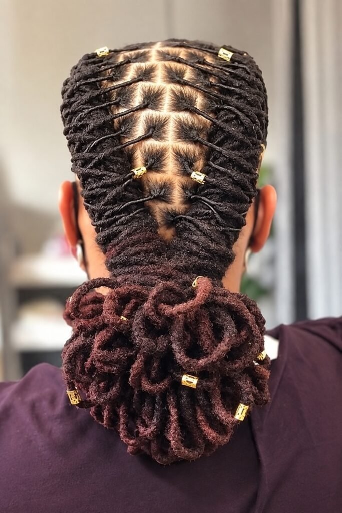 Low nape loc bun