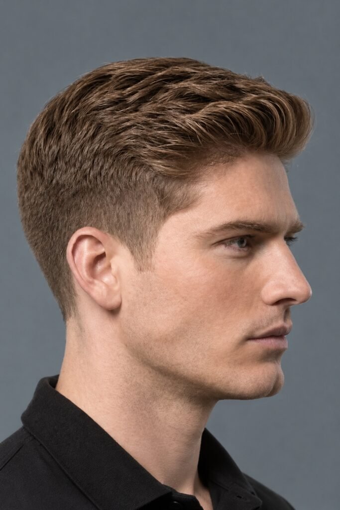 Side view of a medium scissor cut
