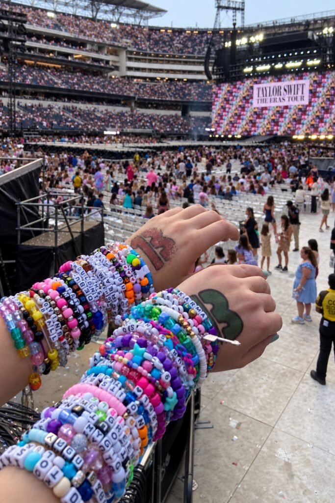 Taylor Swift Eras-inspired outfit: Mixed-Eras Friendship-Bracelet Outfit