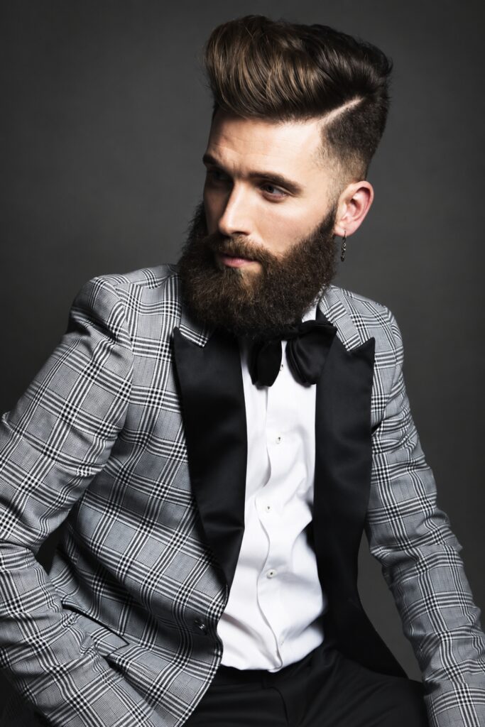 Pompadour with a full beard
