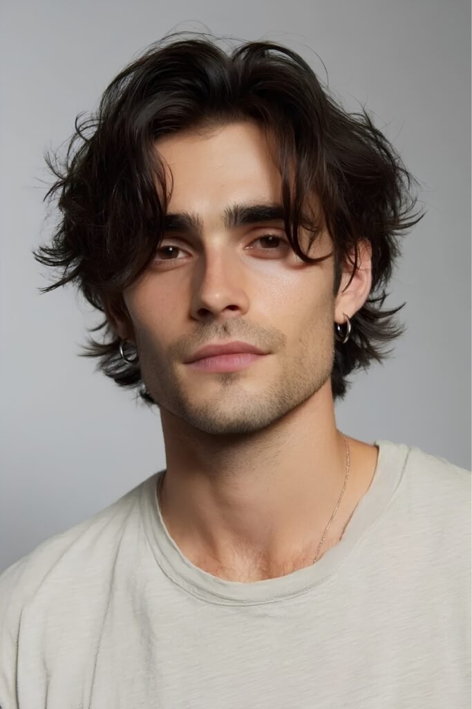 Shaggy medium layers on a man