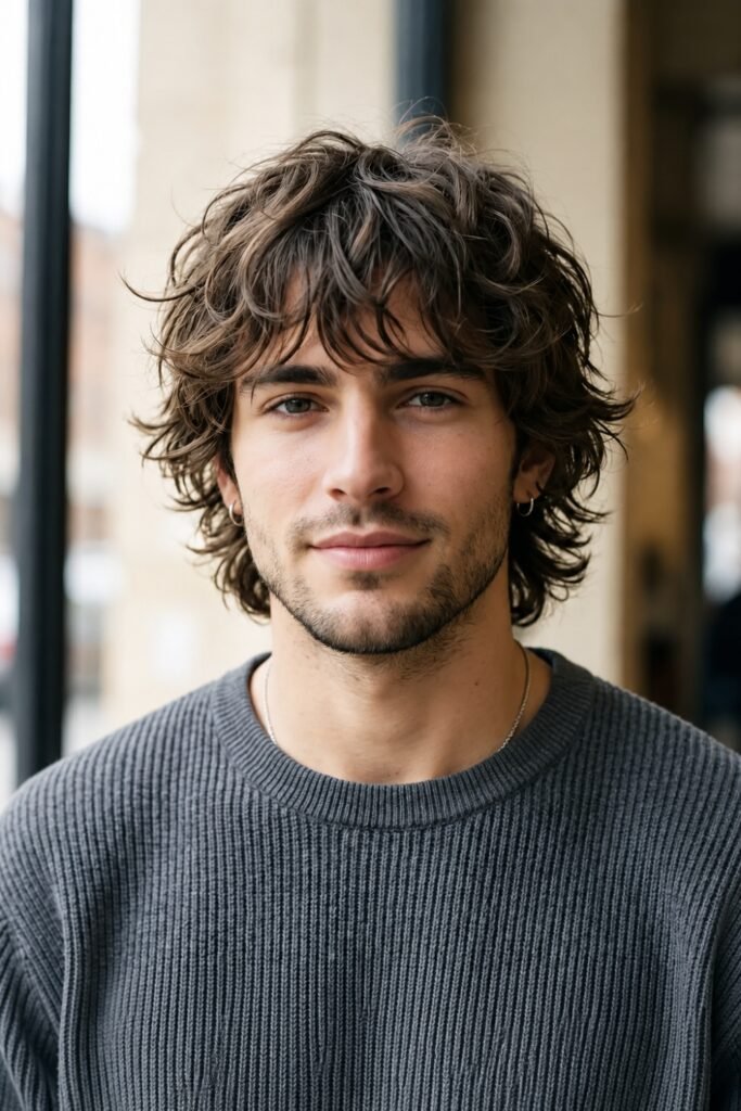 Man with shaggy textured hair and a beard