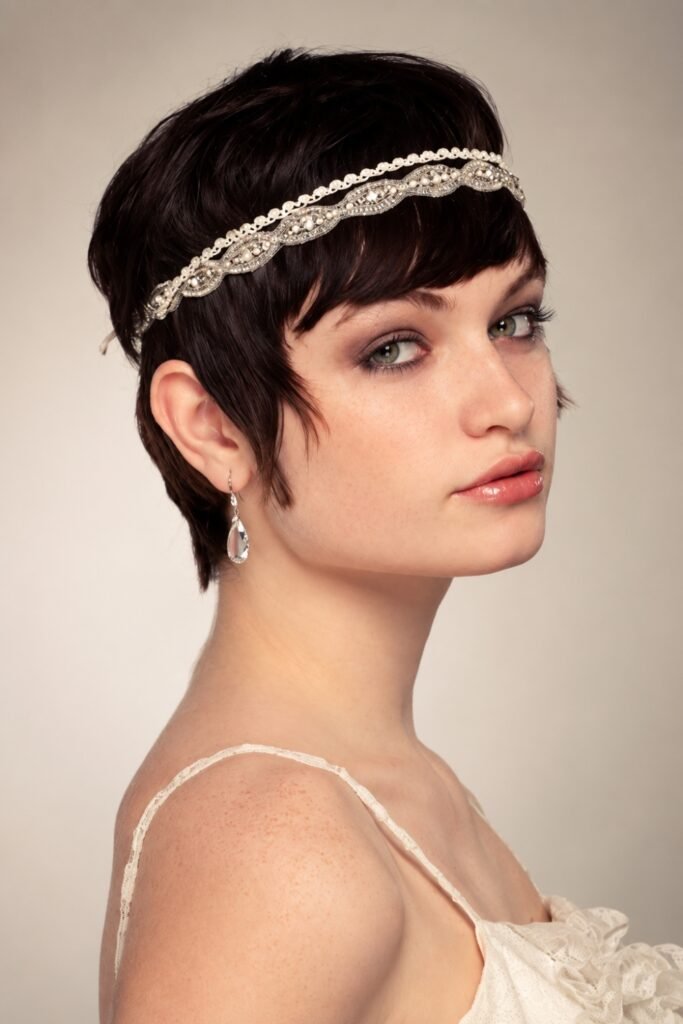 Pixie cut with a decorative fillet band