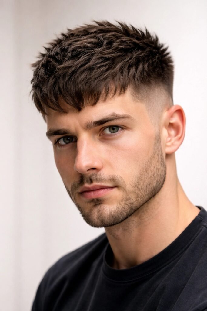 Man with a short layered textured crop