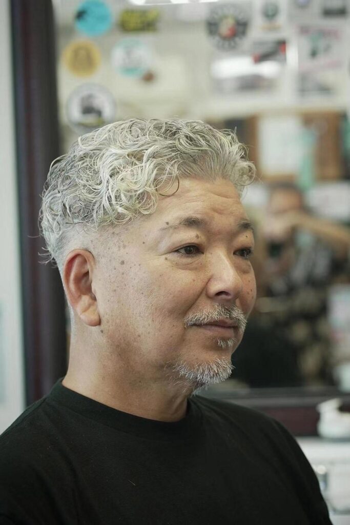 Short natural gray curls