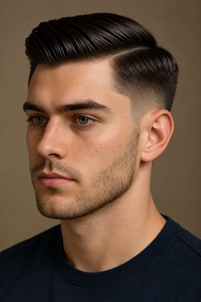 Short Pompadour With Tapered Sides