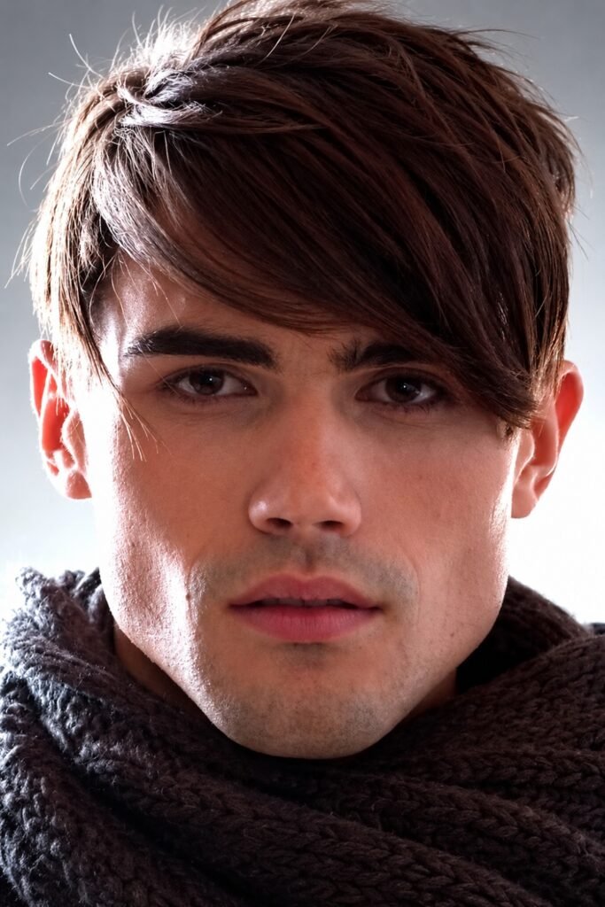 Side-swept fringe on a man
