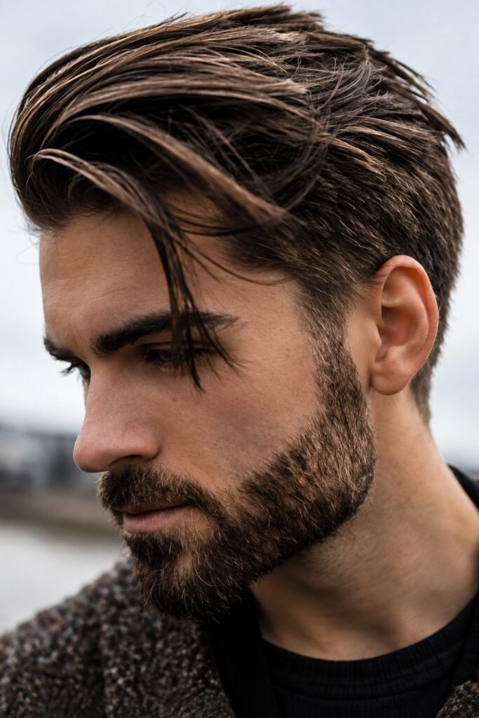 Side-swept textured top