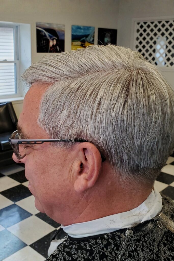 Silver classic taper on an older man