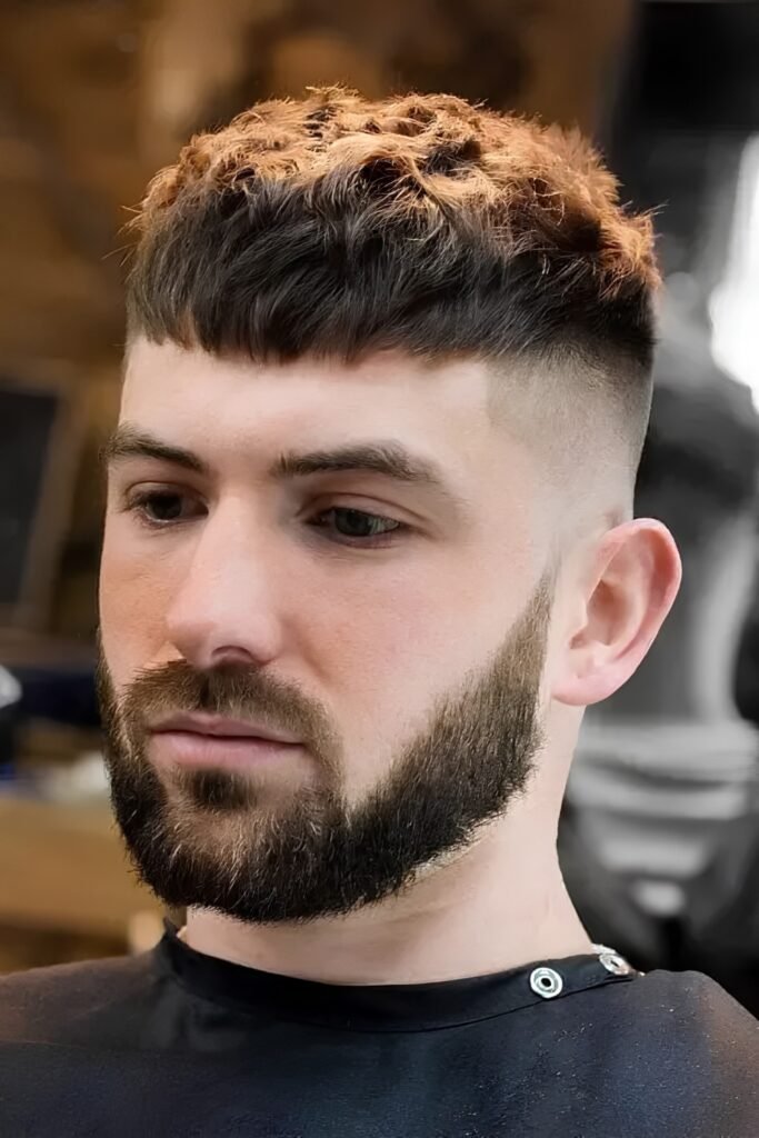 Man with a textured crop, fade and full beard