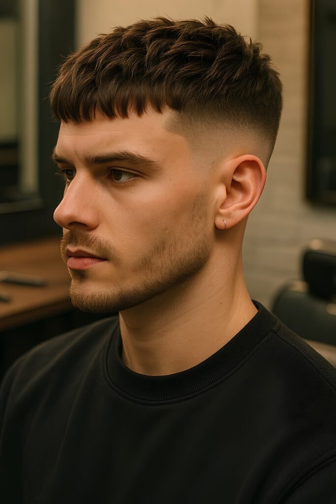 Man with a textured crop and faded sides