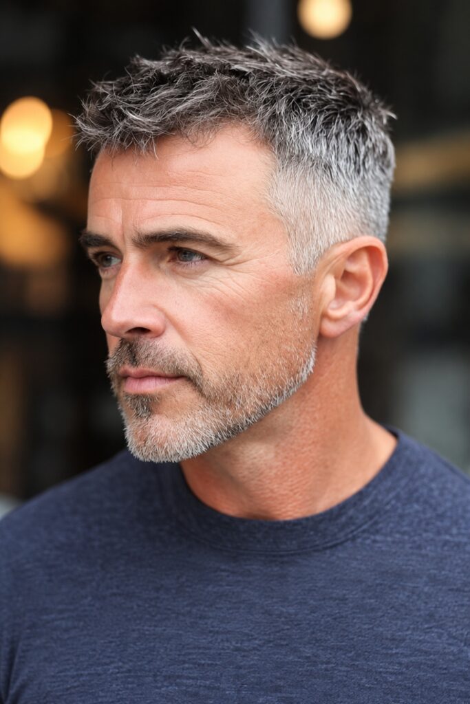 Textured crop on fine gray hair
