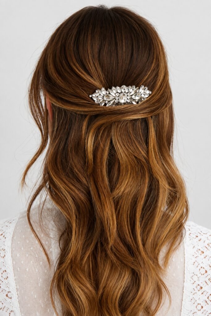 Textured Half-Up with Crystal Clip