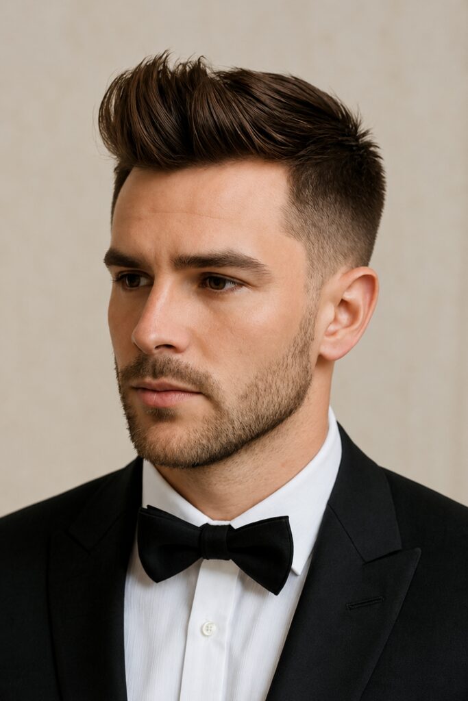 Textured quiff with designer stubble
