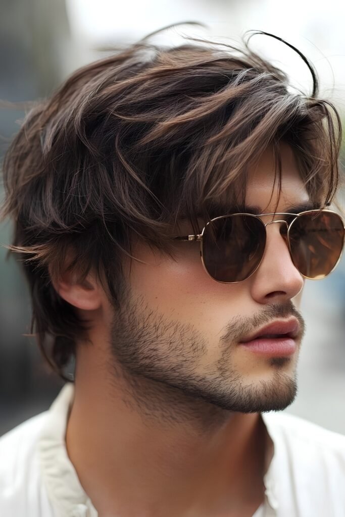 Thick hair cut into a layered bob
