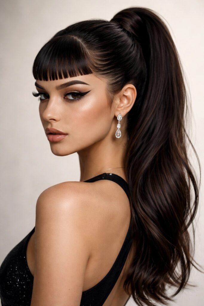 Micro Fringe with Sleek High Pony