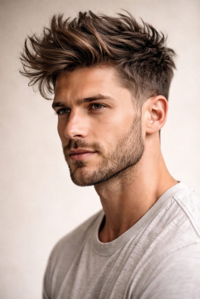 Man with a tousled quiff and stubble