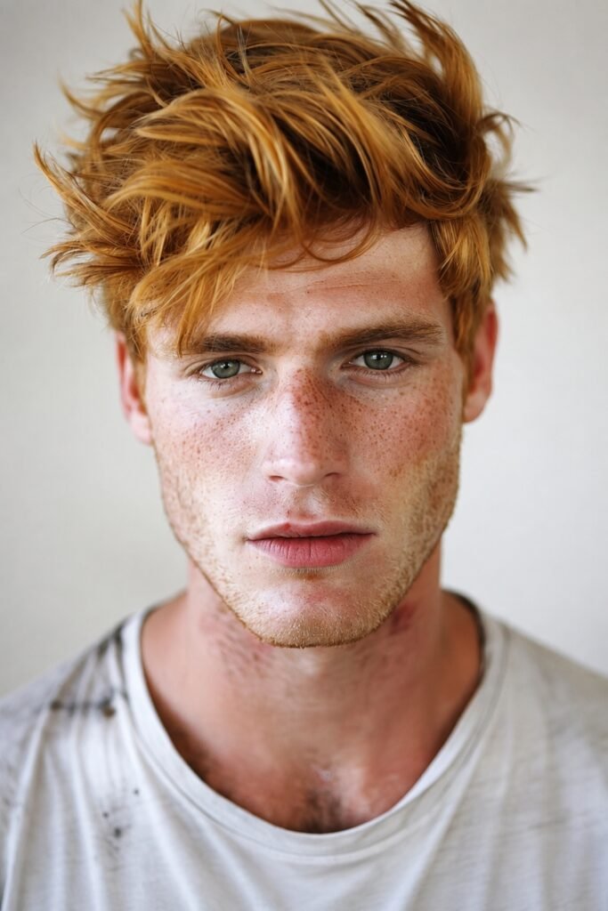 Tousled strawberry-blond waves