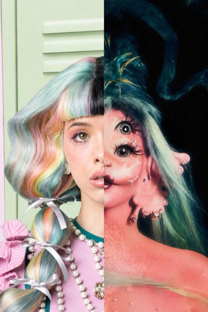 Pastel mash-up makeup combining several eras