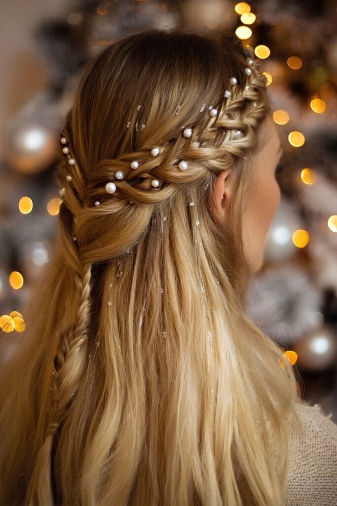 Twisted Half-Up with Pearl Pins