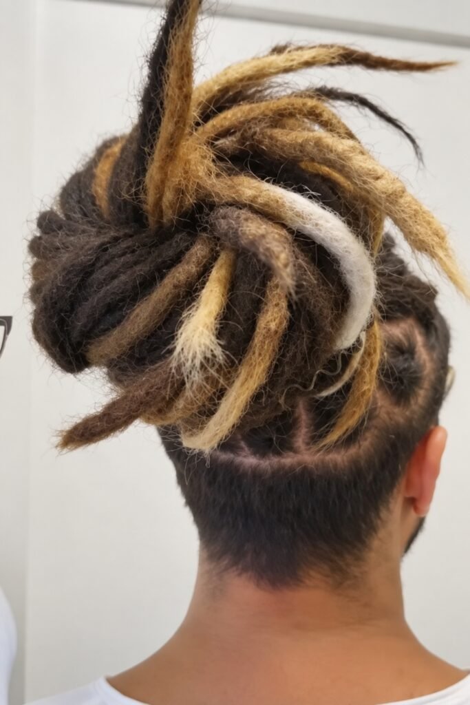 Loc bun with an undercut