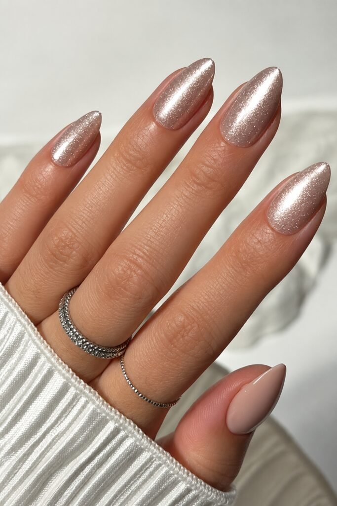 Velvet glass magnetic nails in rosy nude