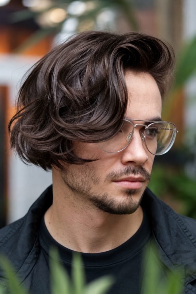 Wavy layered bob on a man