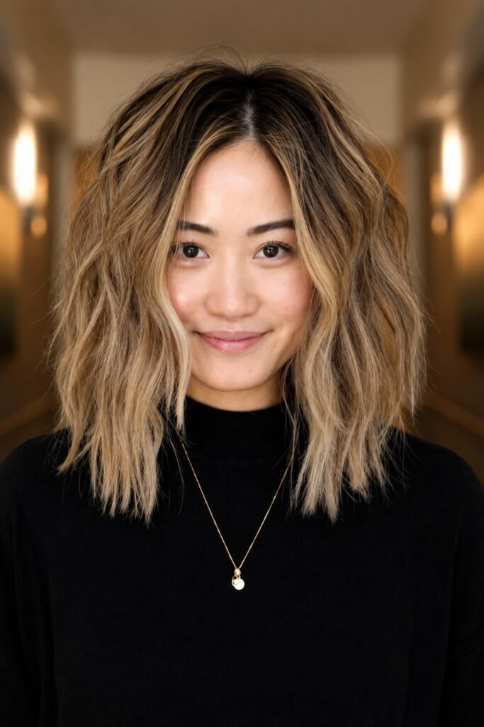 Wavy lob with an off-center part