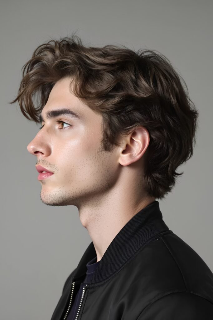 Wavy scissor cut on a man