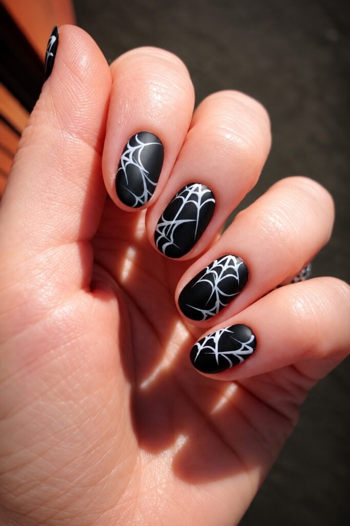 White Webs on Matte Black