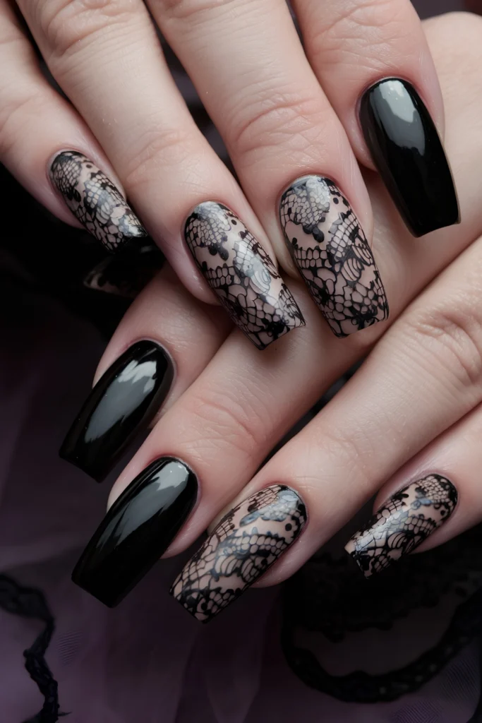 Black Mourning Lace Coffins