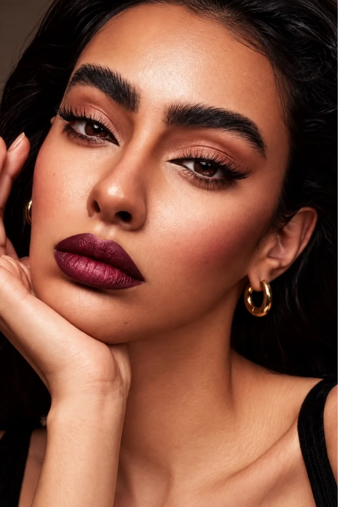 Bold Berry or Plum Lip with Glossy Finish