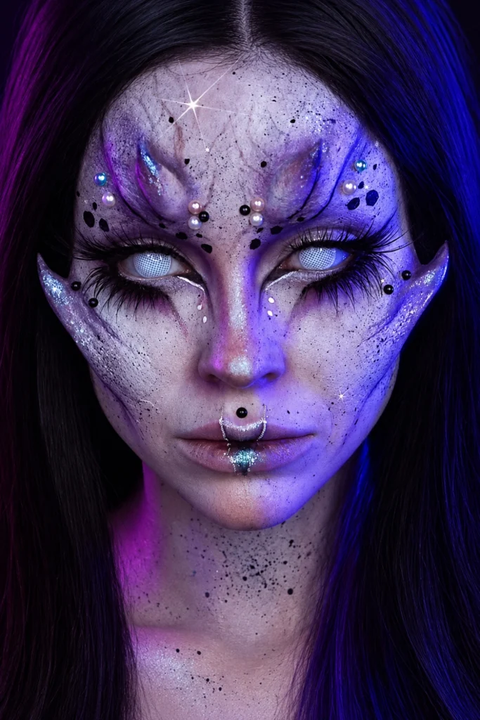 Cyber-Lilac Alien Face