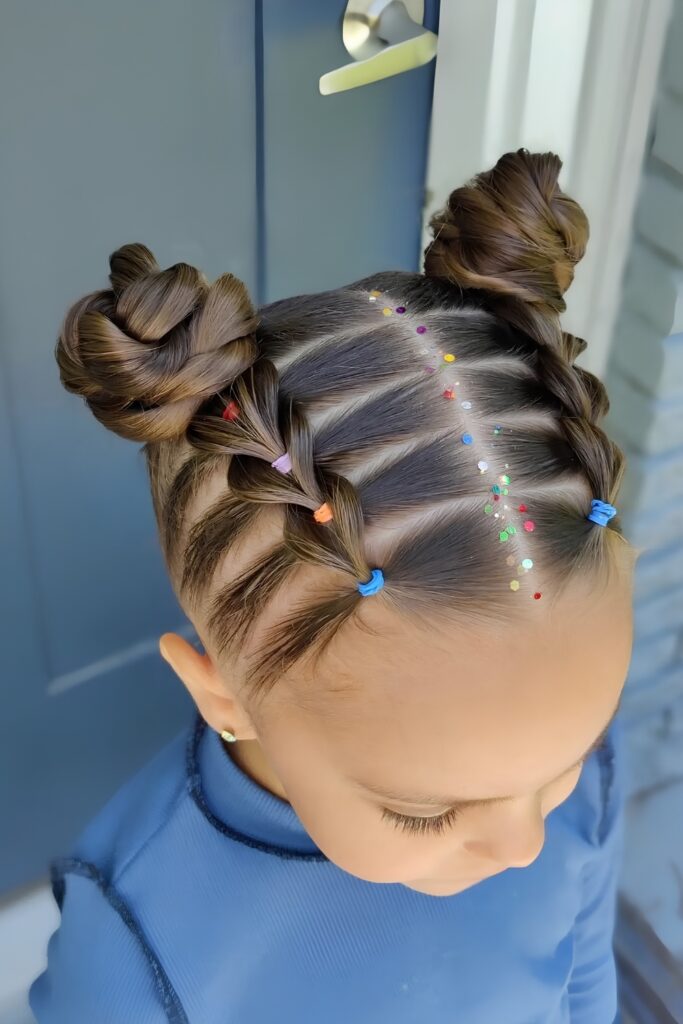 Double rubberband buns