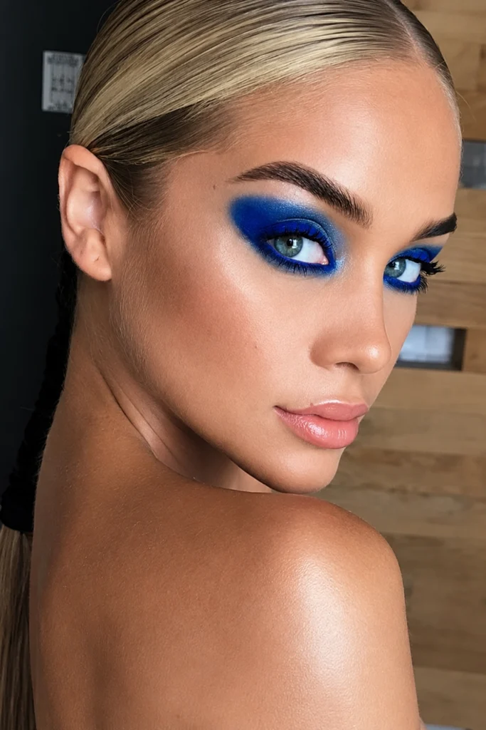 Electric Blue Lid with Brushed Brows