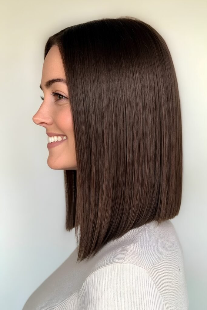 Side profile of an espresso blunt lob with a glossy finish