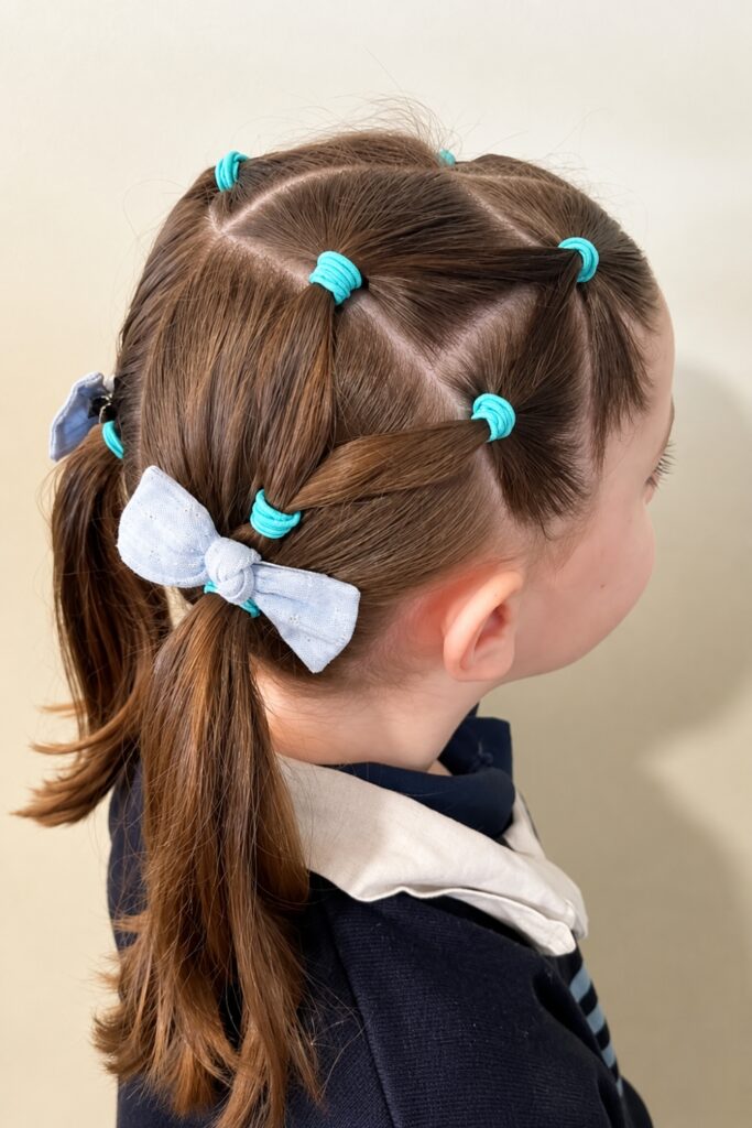 Front rubberband pull-back with natural hair at the back