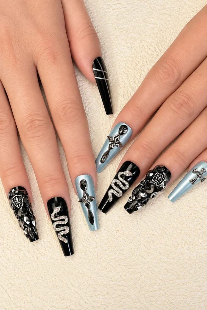 Gothic Mixed-Material Coffin Set