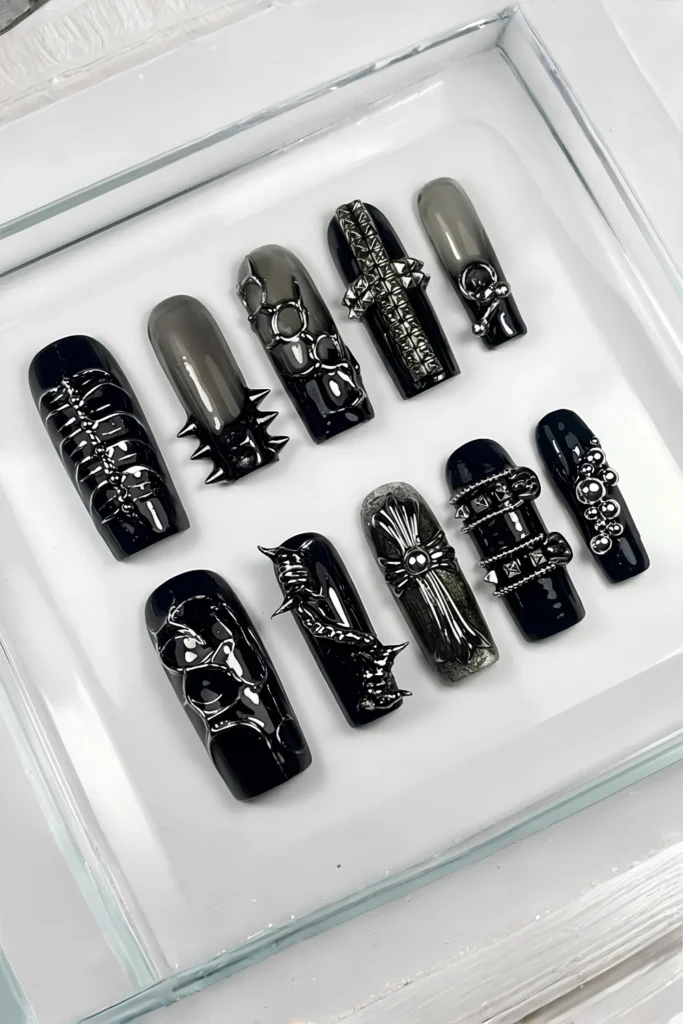 Gunmetal Chain Coffin Nails