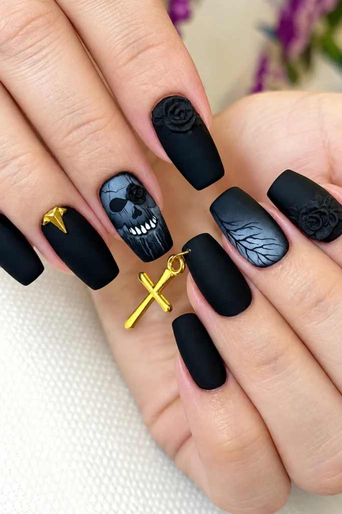 Matte Black Embossed Coffins